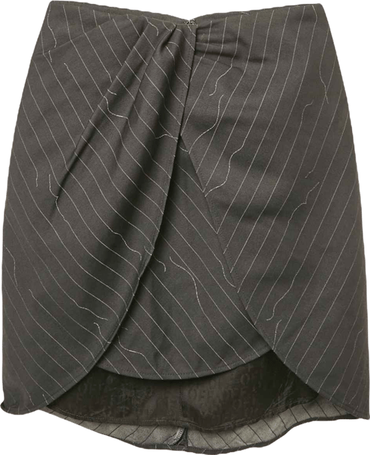 Women's Grey Pinstripe Layered Mini Skirt