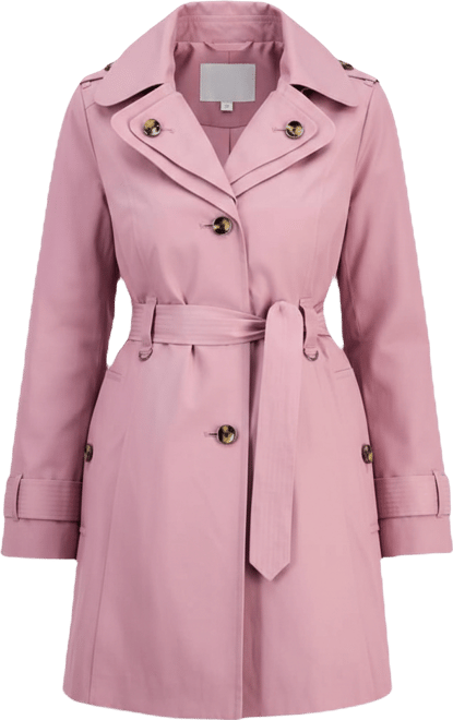 Petite Single-Breasted Hooded Belted Trench Coat