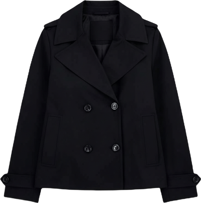 Petite Short Double-Breasted Trench Coat