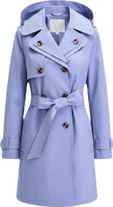Women's Single-Breasted Hooded Belted Trench Coat