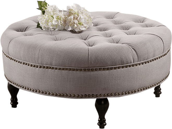 Baxton Studio Palfrey Solid Round Tufted Ottoman