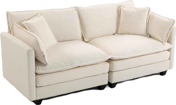 Modern 78.74" Sectional Sofa with Waist Pillows and Chaise Lounge