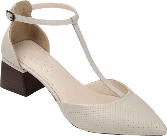 Women's Cameela Pointed Toe T Strap Block Heel Pumps