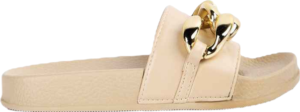 Womens Ishtar Metallic Chain Metal Slid Flats