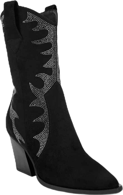 Rambler Rhinestones Embellished Calf Boots