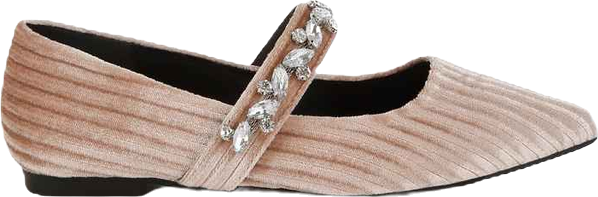 Dresden Diamante Brooch Velvet Ballerinas