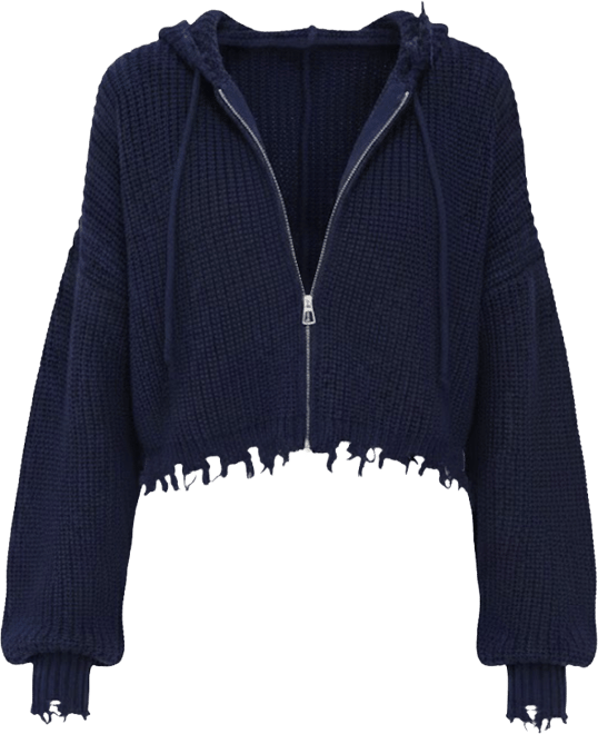 Women's Another Love Fringe Knit Zip Cardigan