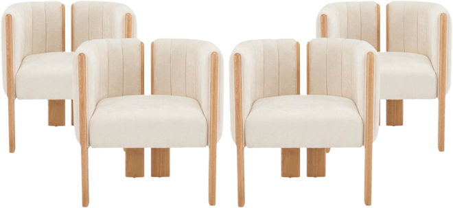 Dining Chairs Set of 4, Modern Fabric Seating with Rubber Wood Frame