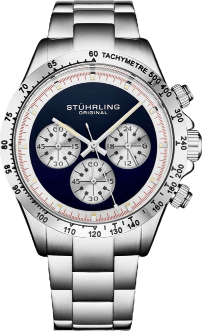 Chronomark 4066 Men's Quartz Chronograph Watch with Screw-Down Crown, Textured Dial & Stainless Steel Bracelet