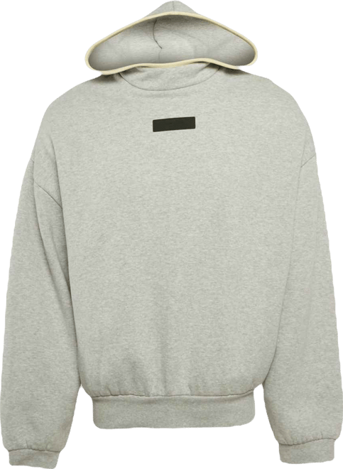 Men's Grey Logo Patch Cotton Hoodie