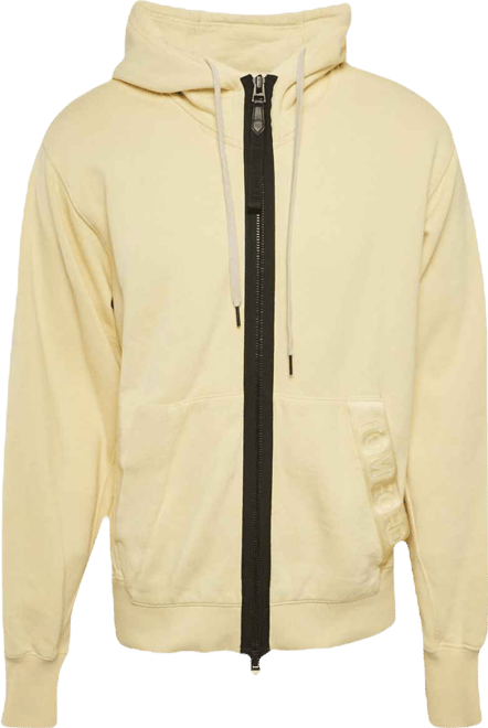 Men's Yellow Cotton Hooded Jacket