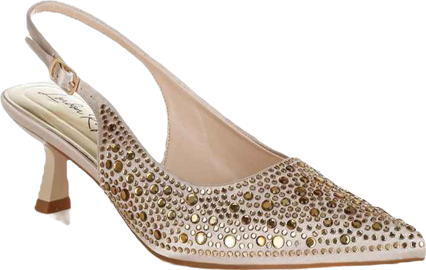 Vernaos Pointed Toe Rhinestone Slingbacks