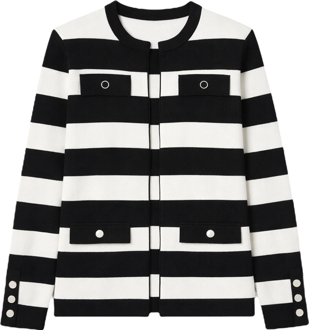 Women's Stripe Kissing-Front Cardigan