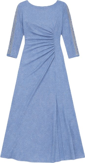 Petite Glitter Knit A-Line Gown