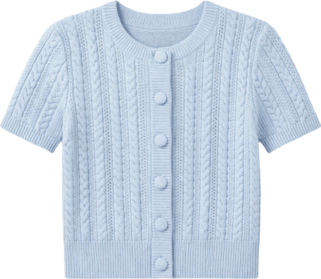 Petite Crewneck Short-Sleeve Cardigan Sweater, Macy's Exclusive