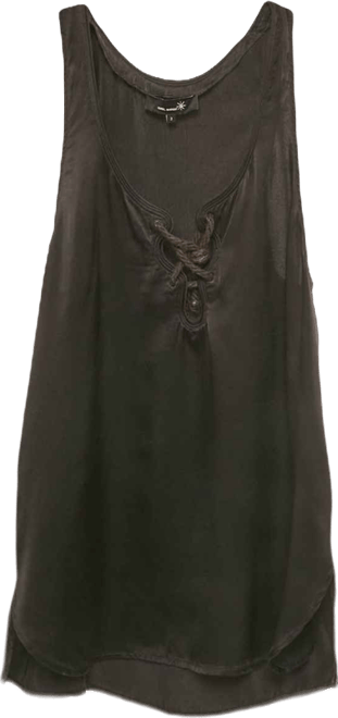 Women's Black Satin Lace-Up Tank Top