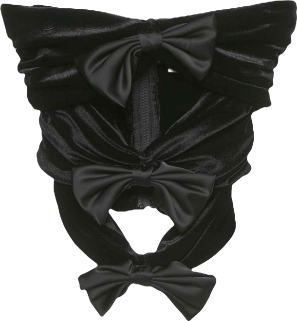 Women's Black Velvet Bow Detail Top