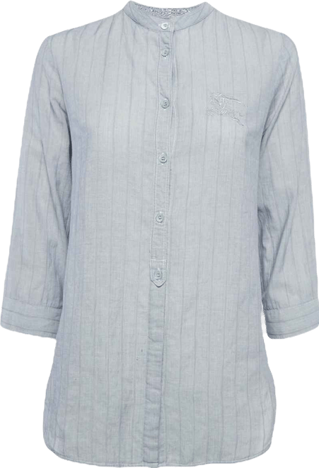 Women's Brit Grey Pinstripe Button Front Blouse