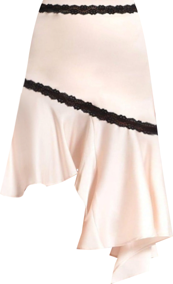 Women's Yahvi Beige Lace Trim Satin Skirt