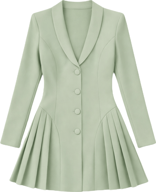 Women's Delia Pistachio Green Blazer Dress with Pleated Detail