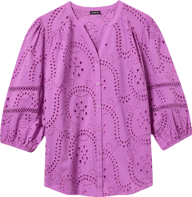 Plus Size - Cotton Eyelet Button-Down Top - Torrid