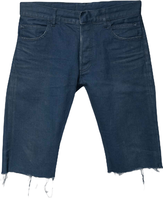 Men's Blue Denim Frayed Edged Shorts