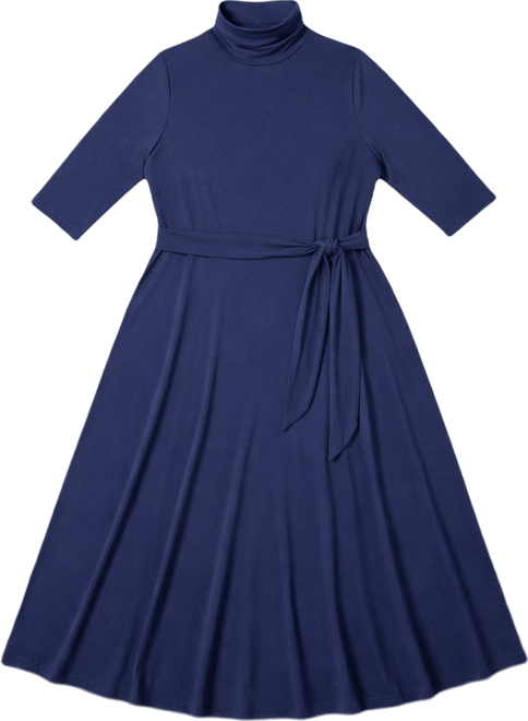 Plus Size 1950s Turtleneck Midi Dress