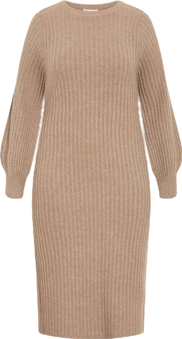Plus Size Sarah Long Sleeve Rib Dress