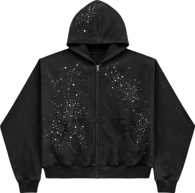 Women's Rhinestone Boxy Zip Up V302 Hoodie