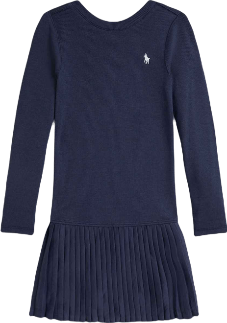 Girls' 2T-6X Pleated-Skirt Ribbed Dress