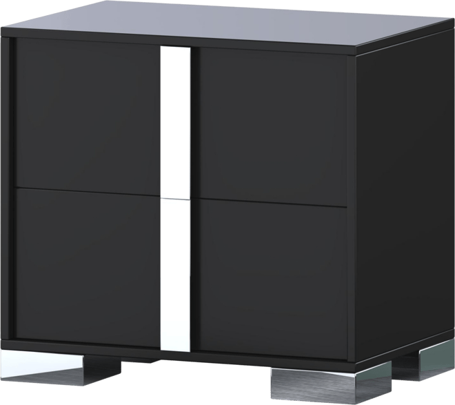 Streamdale Mirrored Nightstand with 2 Drawers, Black