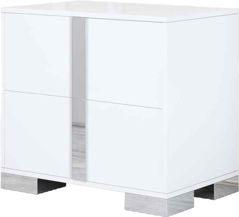 Streamdale Elegant White Mirrored Nightstand with 2 Drawers