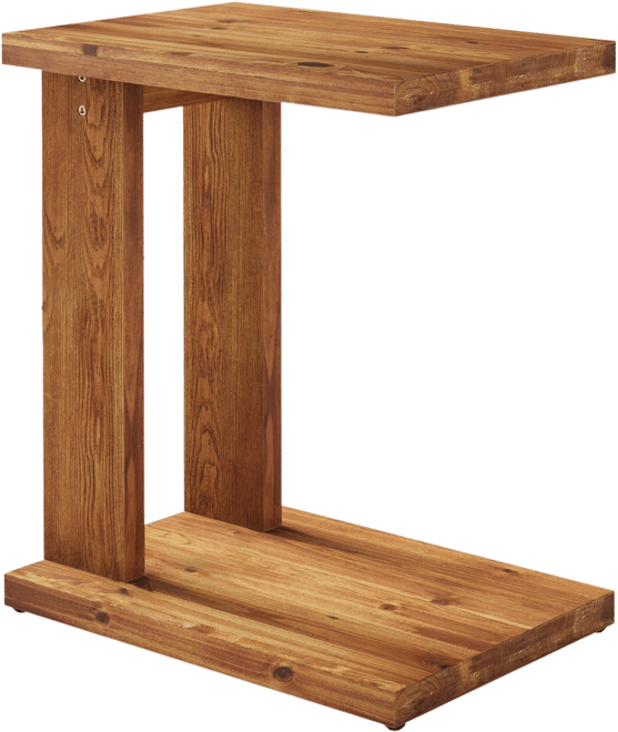 Solid Wood C-Shaped End Table Set of 2, Wooden Side Table for Sofa, 2-Tier Bedside Nightstand for Living Room, Bedroom