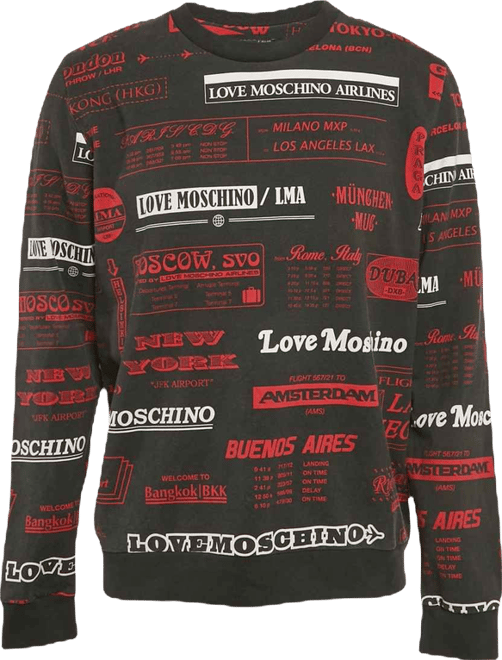 Men's Black Printed Cotton Knit Sweatshirt