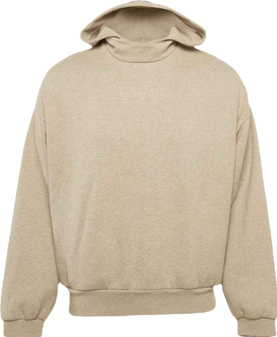 Men's Beige Logo Print Cotton Hoodie