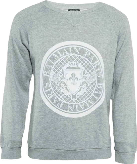 Men's Grey Printed Cotton Crewneck Sweatshirt