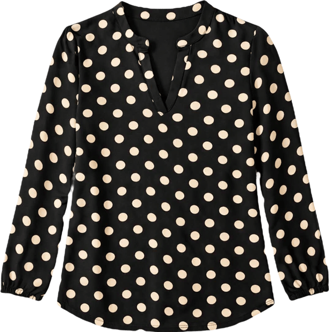 Ak Anne Klein Petite Split-Neck Elastic-Cuff Top