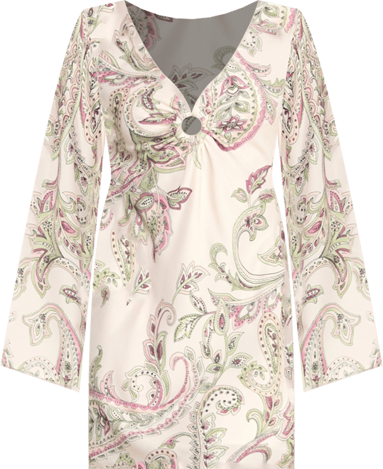 Juniors' Long-Sleeve V-Neck Short Dress