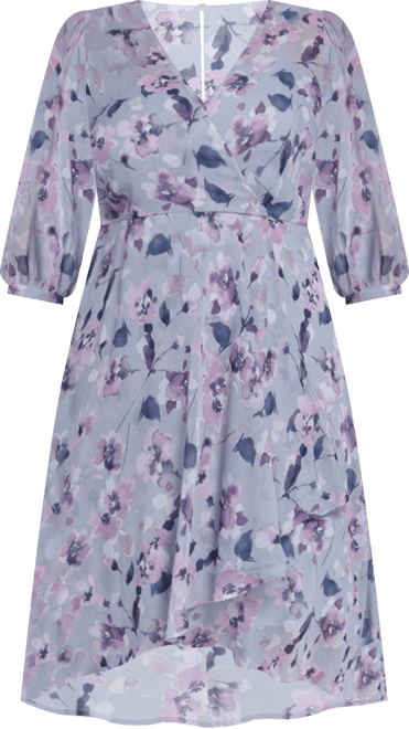 Plus Size Balloon-Sleeve Wrap Dress