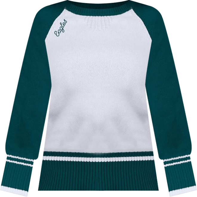 Women's White/Midnight Green Philadelphia Eagles Color Block Raglan Sweater