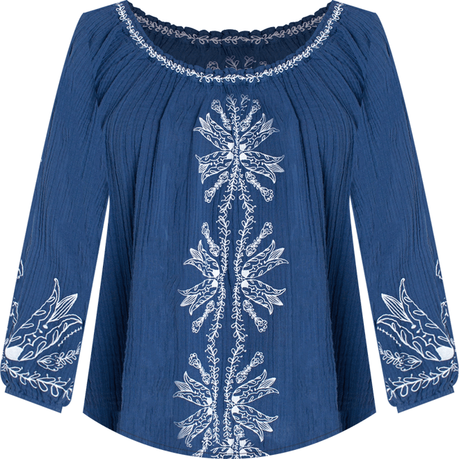 Women's Off-The-Shoulder Embroidered Woven Top