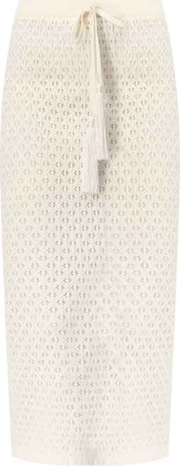 Women's Knit Midi Skirt with Tassel Tie Waist