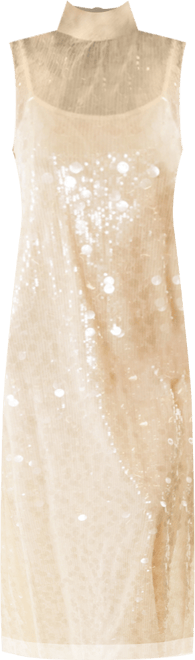 Women's Tie Neck Sequin Mesh Dress