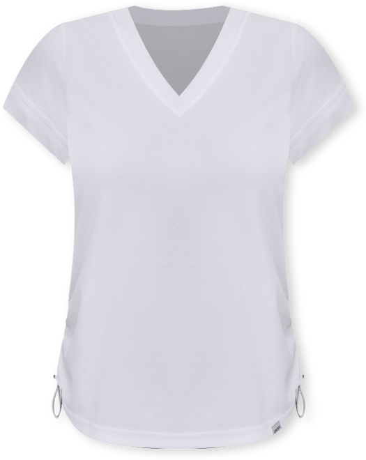 Women's Ruched Side Seams V-Neck Tech T-Shirt