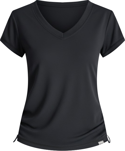 Women's Ruched Side Seams V-Neck Tech T-Shirt