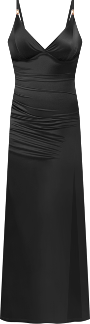 Women's Shapewear Satin Deep-v Front Slit Maxi Dress