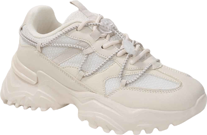 Branch Mixed Material Lace-Up Sneakers