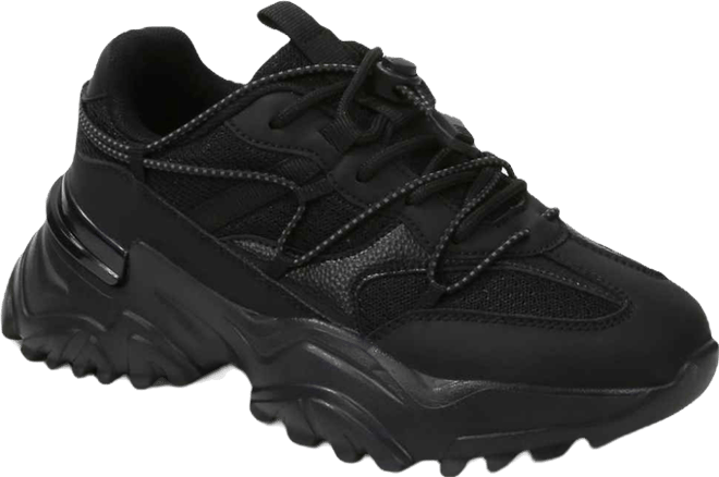 Branch Mixed Material Lace-Up Sneakers