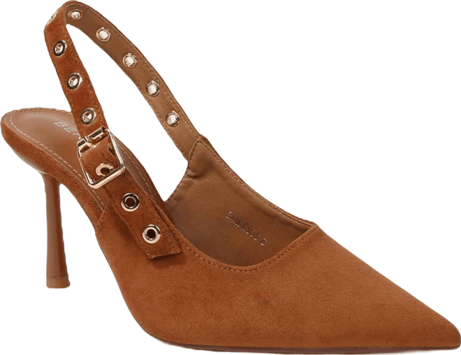 Candes Microfiber Suede Slingback Pumps