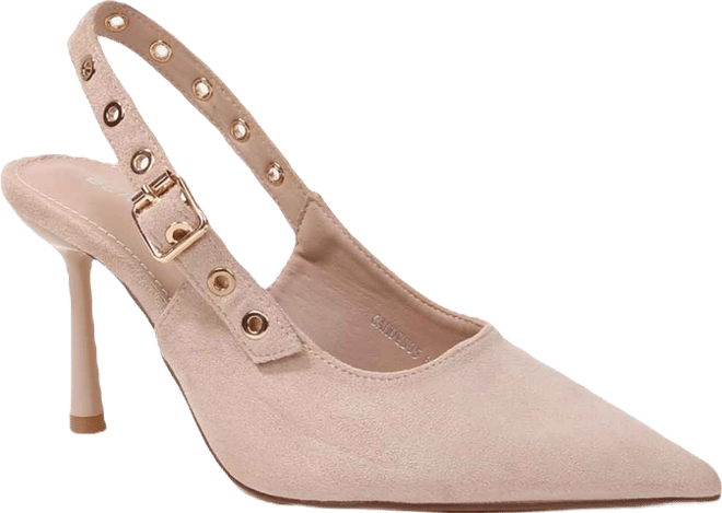 Candes Microfiber Suede Slingback Pumps